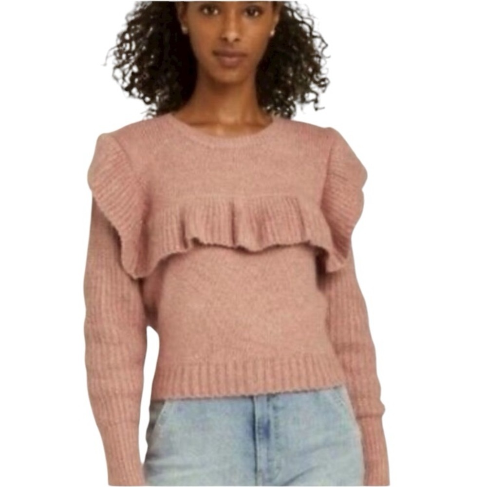 Wild Fable Size XXL Dusty Rose Ruffled Yoke Neckline Feminine Sweater Soft Girl